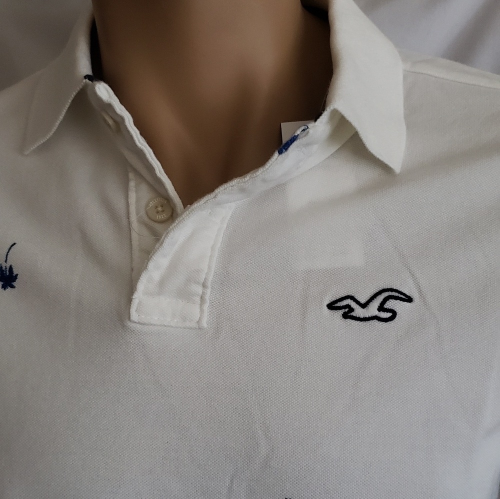 NEW MENS HOLLISTER WHITE POLO SHIRTS - Picture 4 of 4
